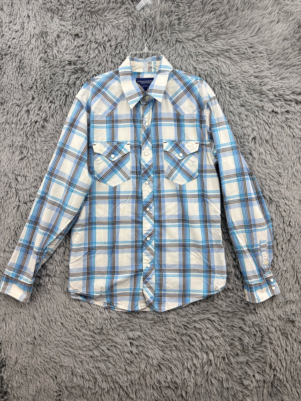 American Eagle Outfitters Pearl Snap Shirt Mens Medium Western Plaid Yokes